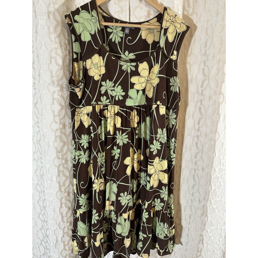 Apt 9 Woman's Brown Floral Tank Maxi Dress Stretchy Casual Size XL